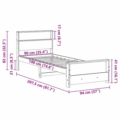 Struttura del letto con lo scaffale Marrone cerato 90 x 190 cm | homemem39