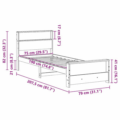 Struttura del letto con lo scaffale Marrone cerato 75 x 190 cm | homemem39
