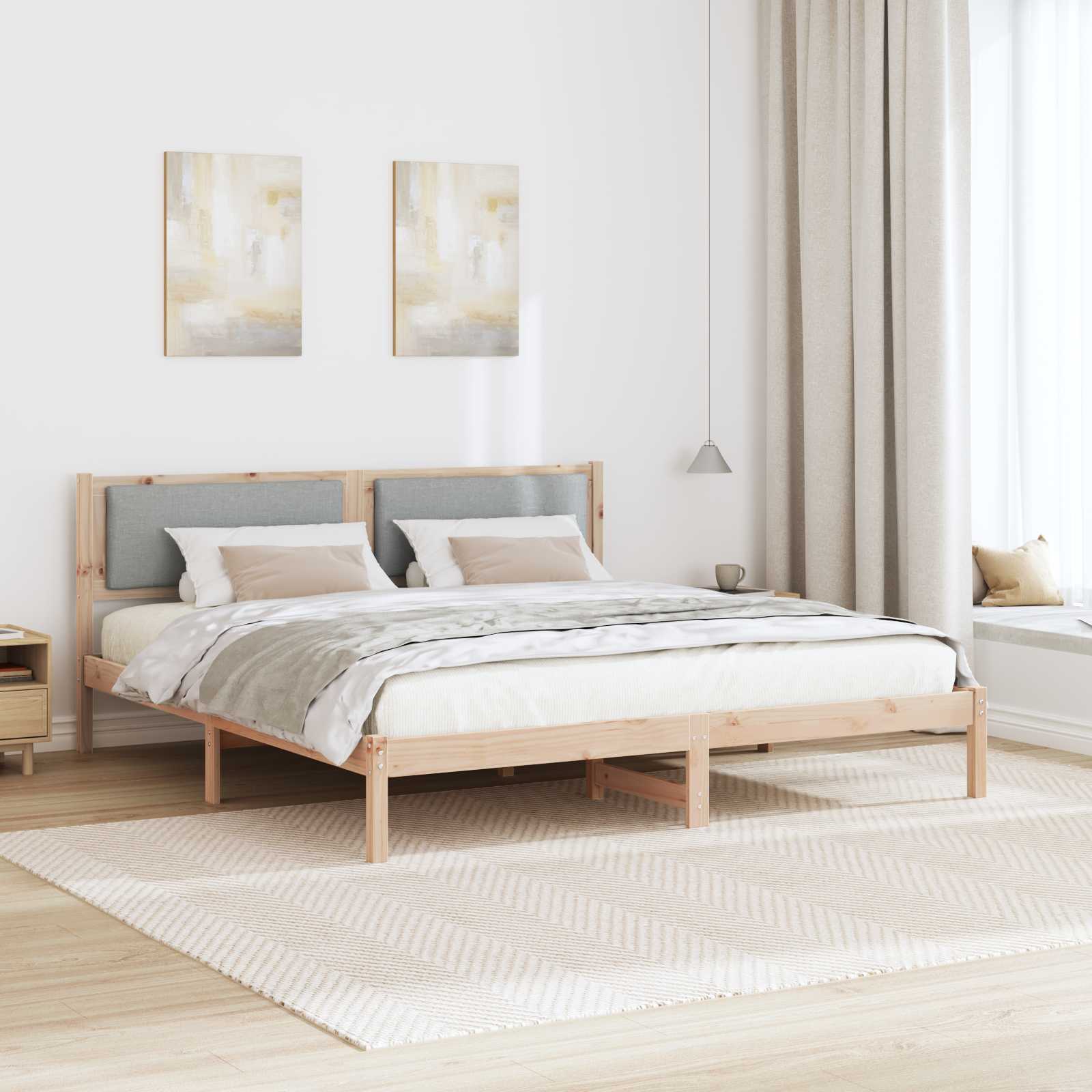 Struttura del letto Grigio chiaro 180 x 200 cm Pino massello | homemem39