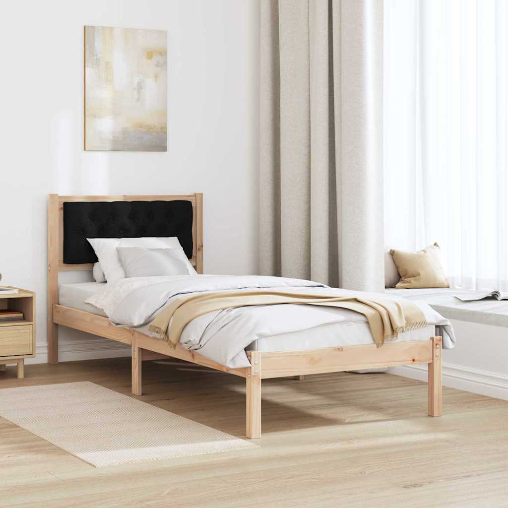 Struttura del letto con testiera Nero 75 x 190 cm Pino massello | homemem39
