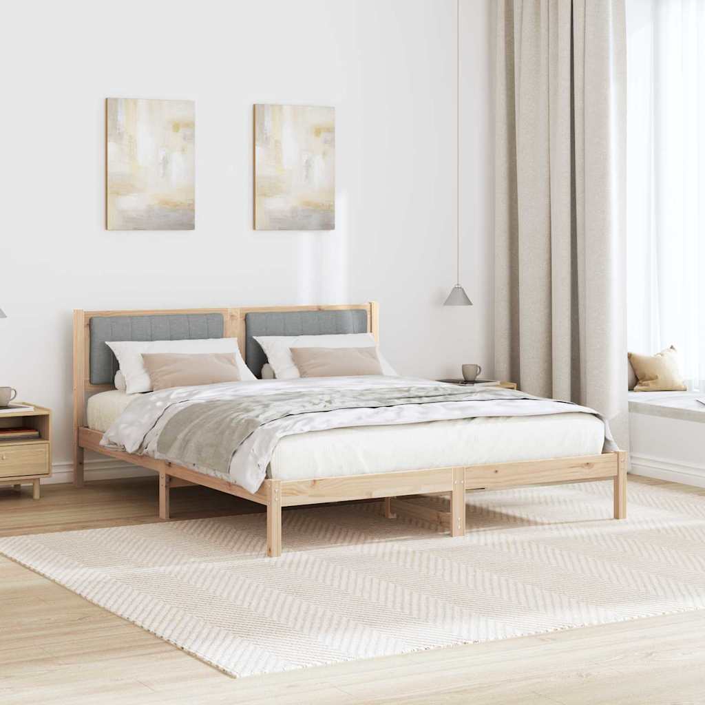 Letto con Testiera Rivestita Grigio chiaro 160 x 200 cm