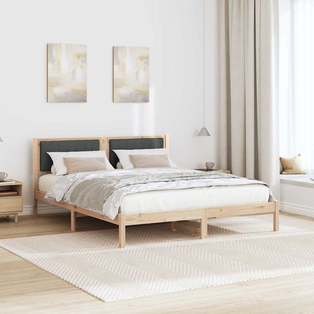 Letto con Testiera Rivestita Grigio scuro 160 x 200 cm