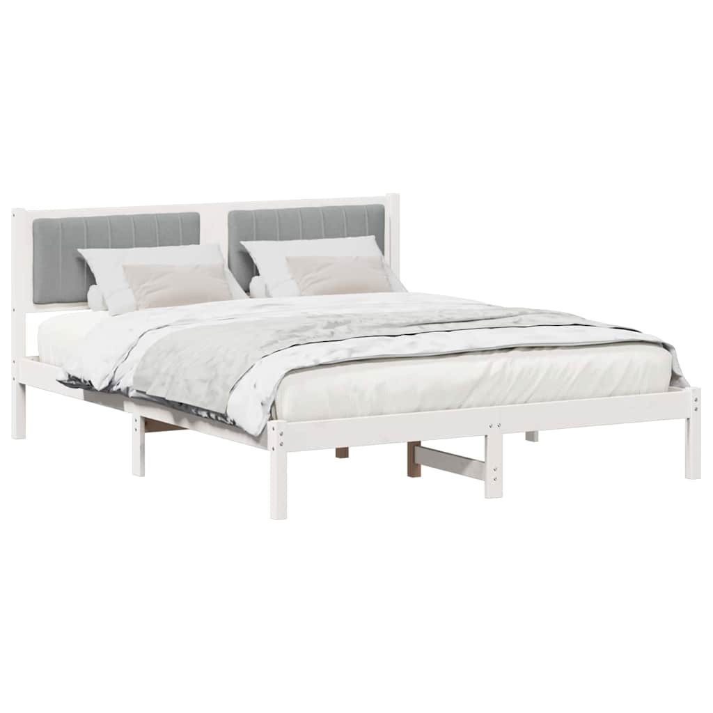 Letto con Testiera Rivestita Grigio chiaro 150 x 200 cm