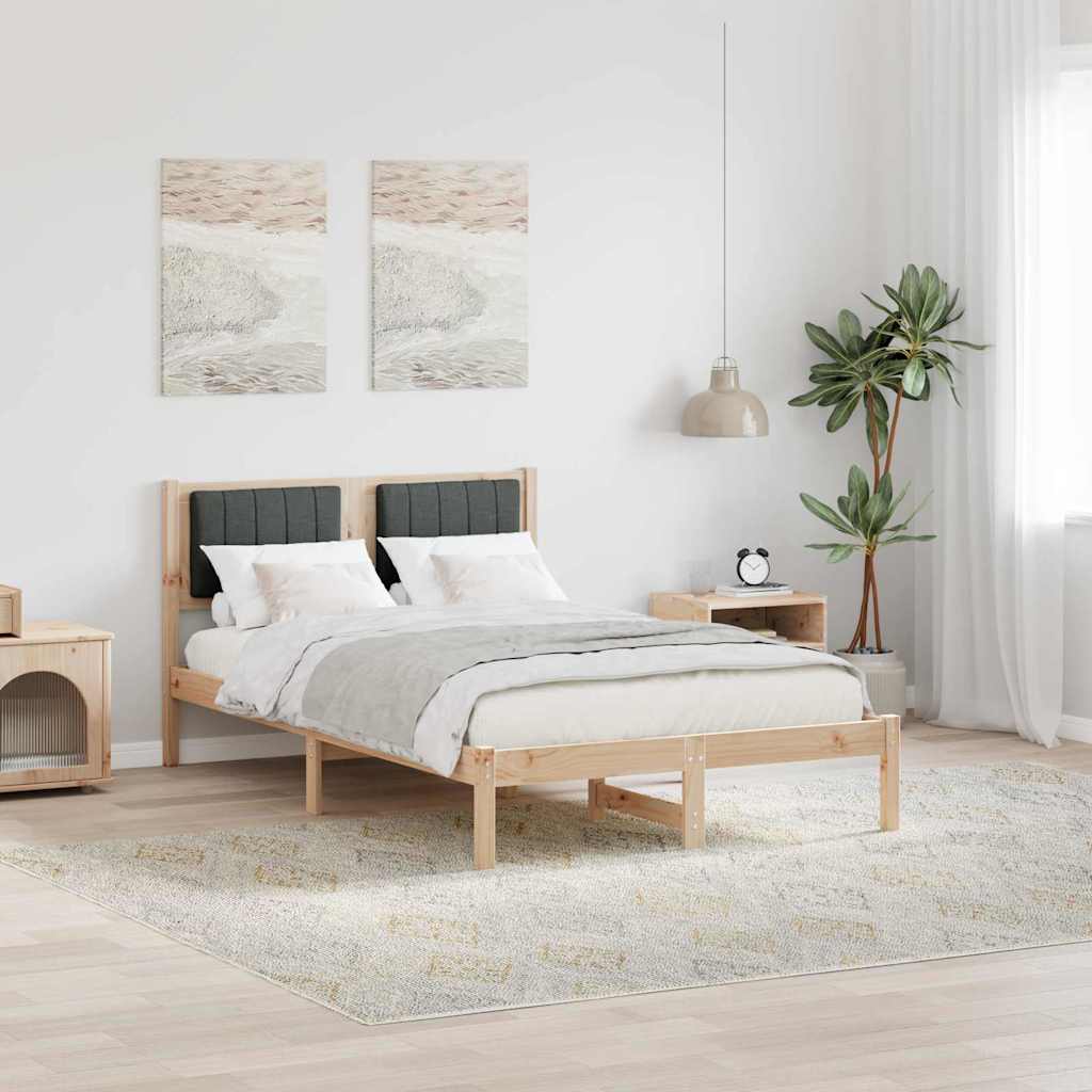 Letto con Testiera Rivestita Grigio scuro 120 x 200 cm