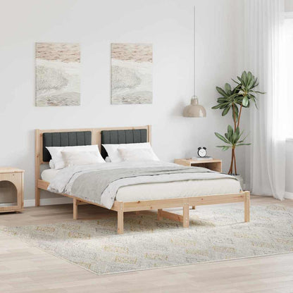 Letto con Testiera Rivestita Grigio scuro 140 x 190 cm