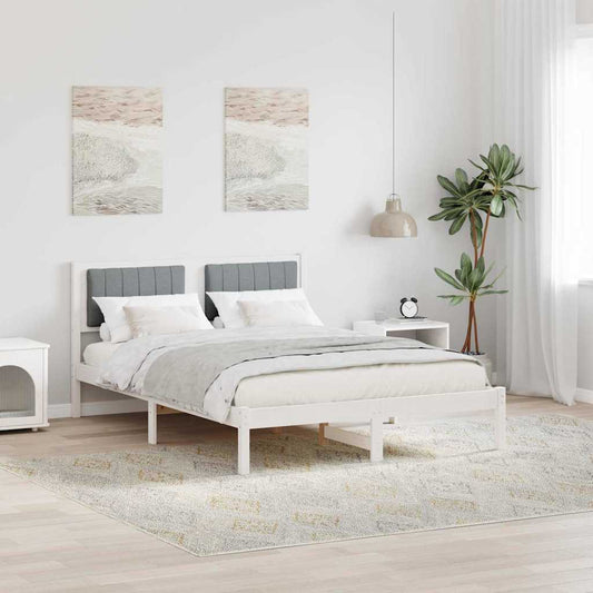 Letto con Testiera Rivestita Grigio chiaro 140 x 190 cm | homemem39