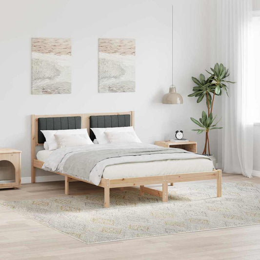 Letto con Testiera Rivestita Grigio scuro 135 x 190 cm | homemem39
