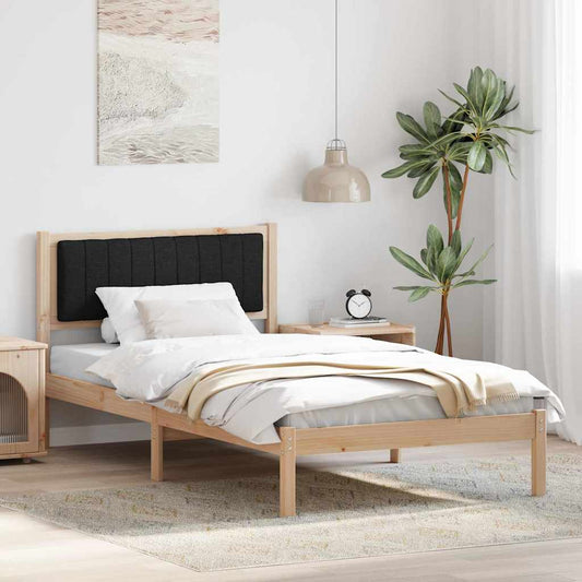 Letto con Testiera Rivestita Nero 100 x 200 cm Pino massello | homemem39