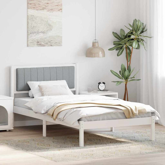 Letto con Testiera Rivestita Grigio chiaro 100 x 200 cm | homemem39