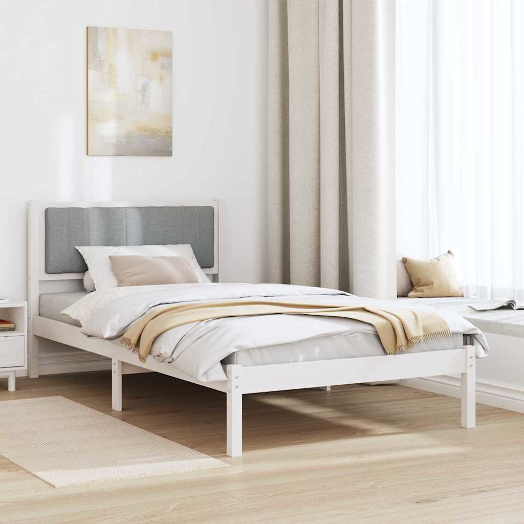 Letto con Testiera Rivestita Grigio chiaro 100 x 200 cm