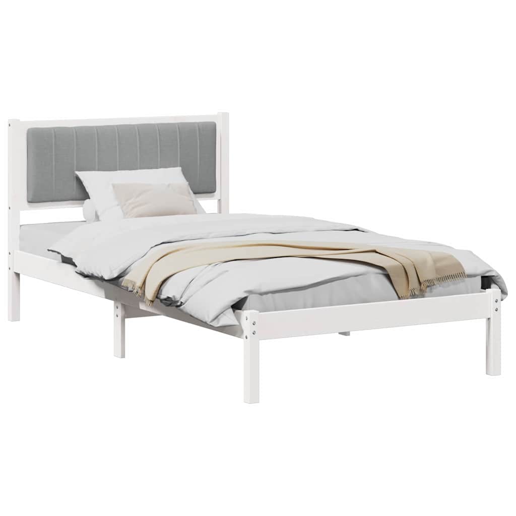 Letto con Testiera Rivestita Grigio chiaro 100 x 200 cm