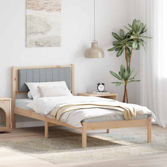Letto con Testiera Rivestita Grigio chiaro 90 x 200 cm | homemem39