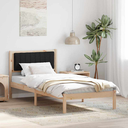 Letto con Testiera Rivestita Nero 90 x 200 cm Pino massello | homemem39
