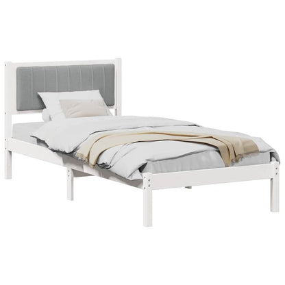 Letto con Testiera Rivestita Grigio chiaro 90 x 200 cm