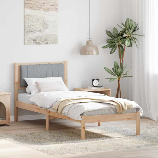 Letto con Testiera Rivestita Grigio chiaro 80 x 200 cm | homemem39