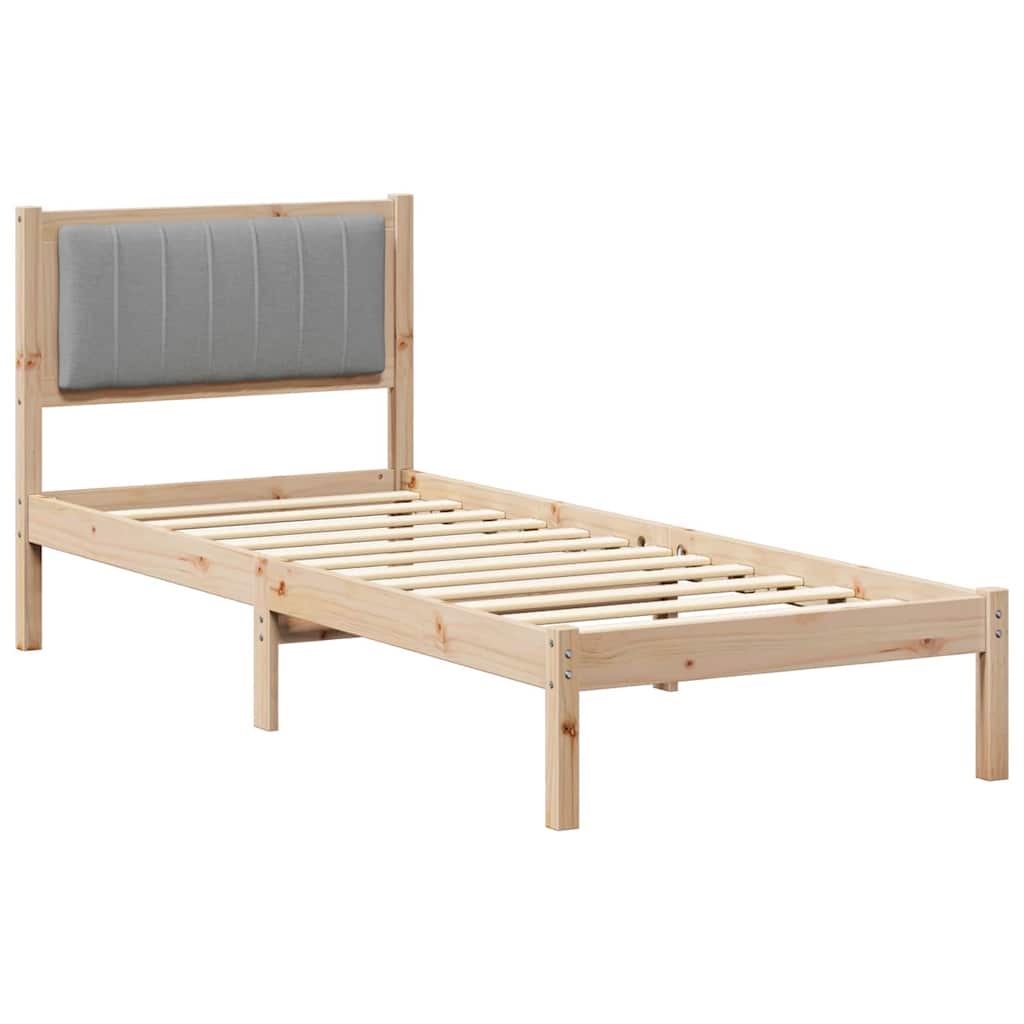 Letto con Testiera Rivestita Grigio chiaro 80 x 200 cm | homemem39