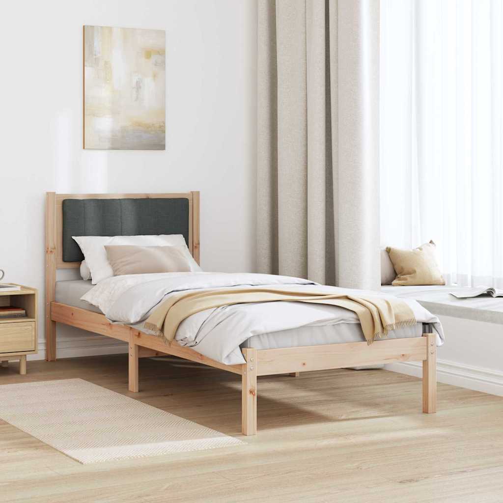 Letto con Testiera Rivestita Grigio scuro 80 x 200 cm | homemem39