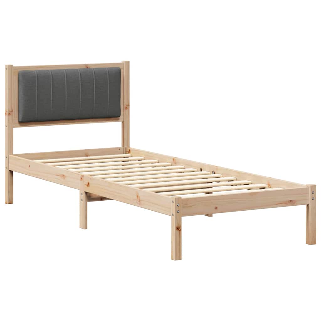 Letto con Testiera Rivestita Grigio scuro 80 x 200 cm | homemem39
