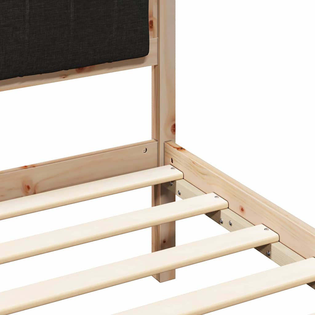 Letto con Testiera Rivestita Nero 80 x 200 cm Pino massello | homemem39