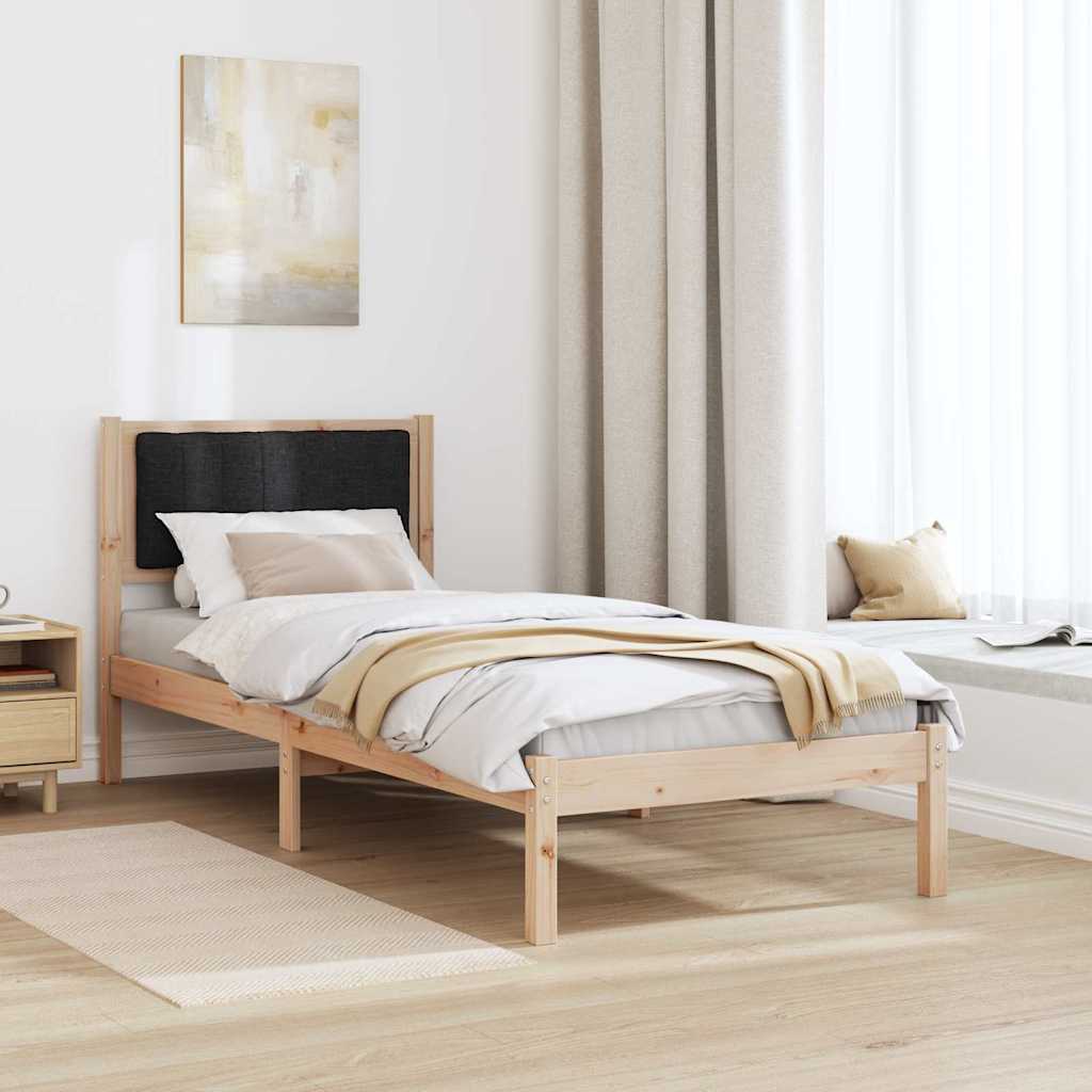 Letto con Testiera Rivestita Nero 80 x 200 cm Pino massello | homemem39