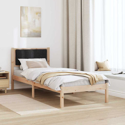 Letto con Testiera Rivestita Nero 80 x 200 cm Pino massello | homemem39