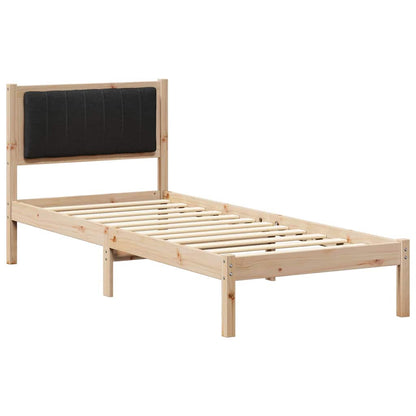 Letto con Testiera Rivestita Nero 80 x 200 cm Pino massello | homemem39