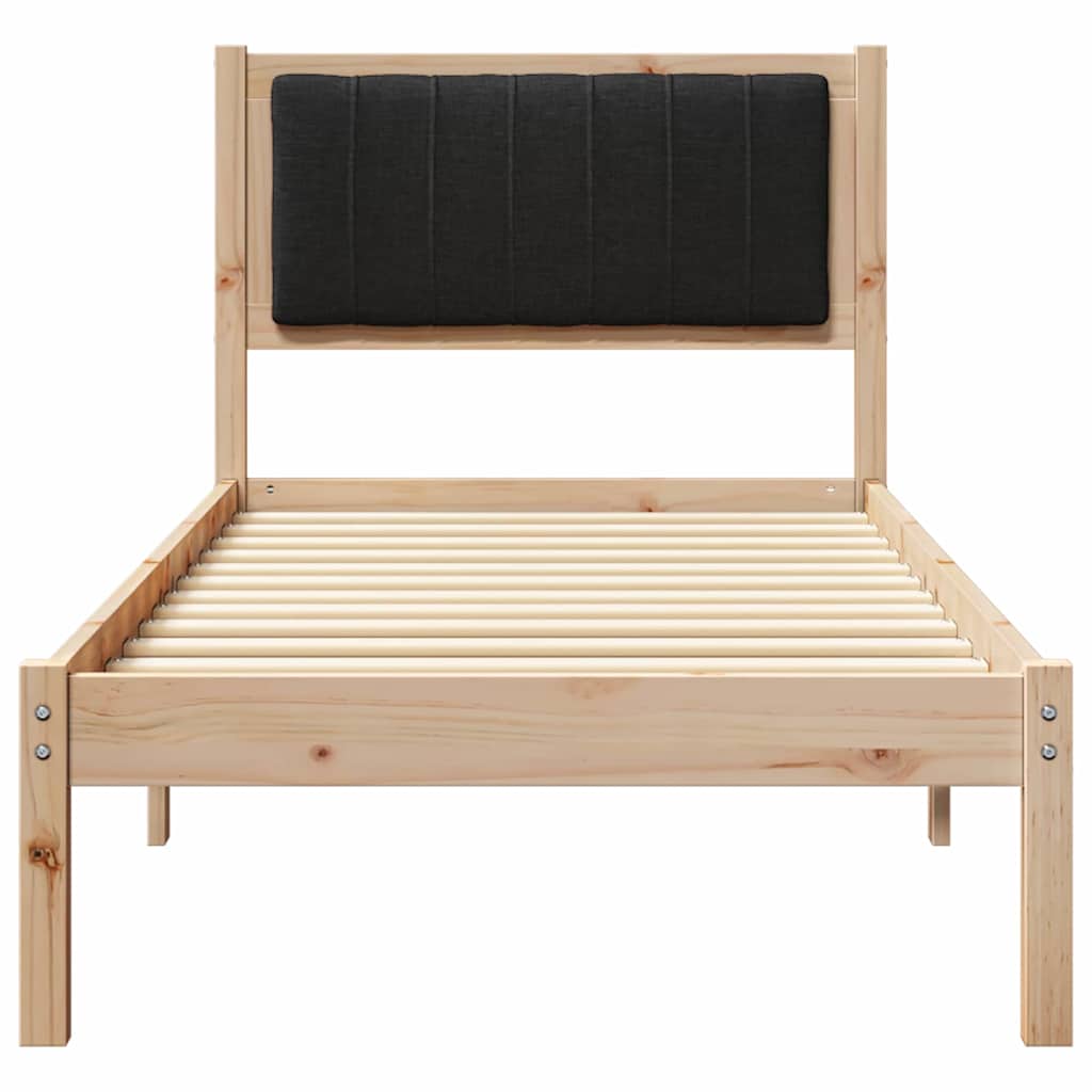 Letto con Testiera Rivestita Nero 80 x 200 cm Pino massello | homemem39