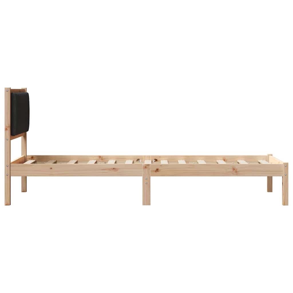 Letto con Testiera Rivestita Nero 80 x 200 cm Pino massello | homemem39