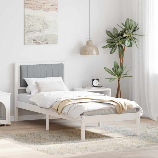 Letto con Testiera Rivestita Grigio chiaro 80 x 200 cm | homemem39