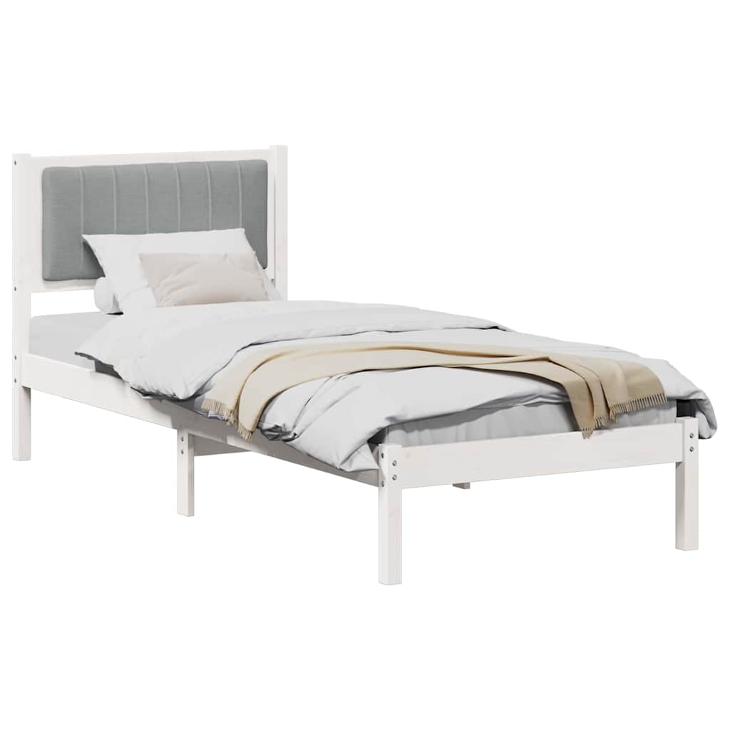 Letto con Testiera Rivestita Grigio chiaro 80 x 200 cm | homemem39