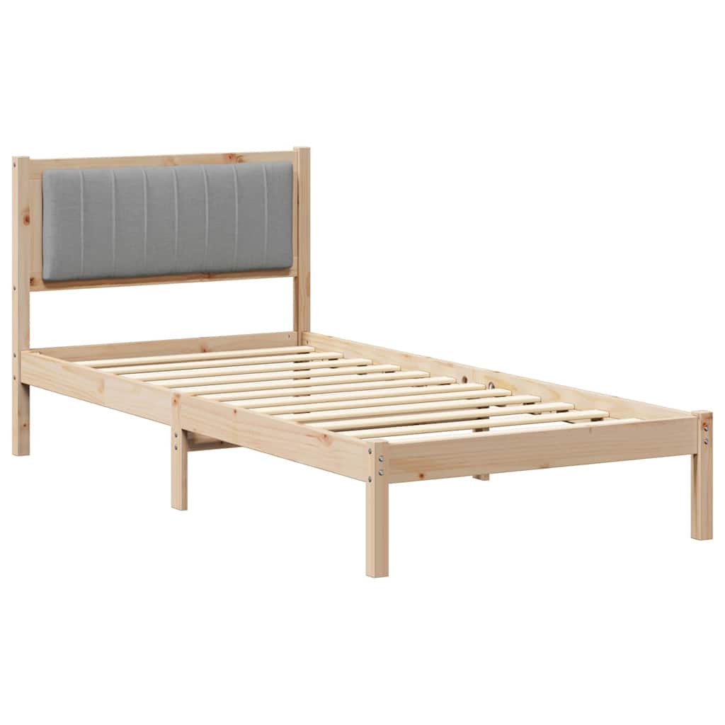 Letto con Testiera Rivestita Grigio chiaro 90 x 190 cm | homemem39