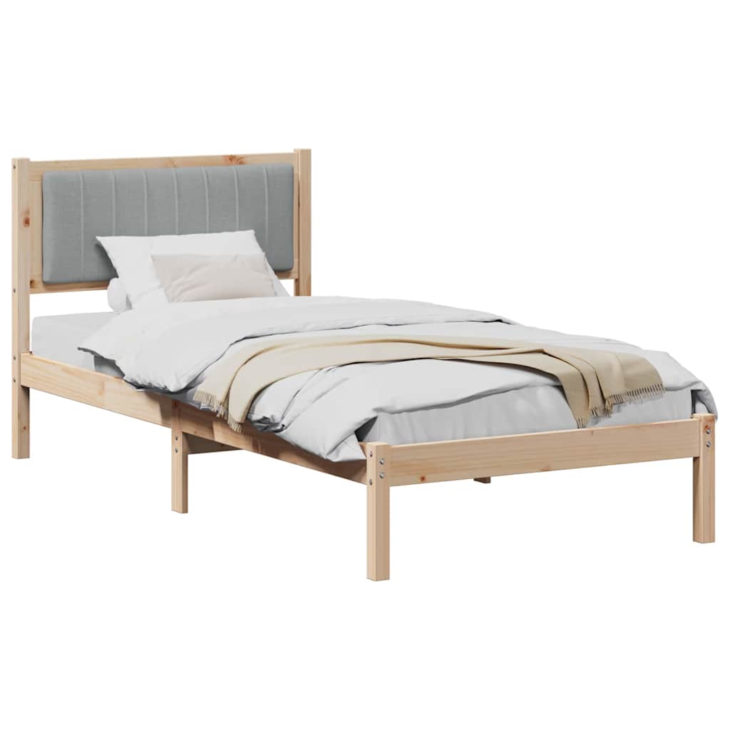 Letto con Testiera Rivestita Grigio chiaro 90 x 190 cm | homemem39