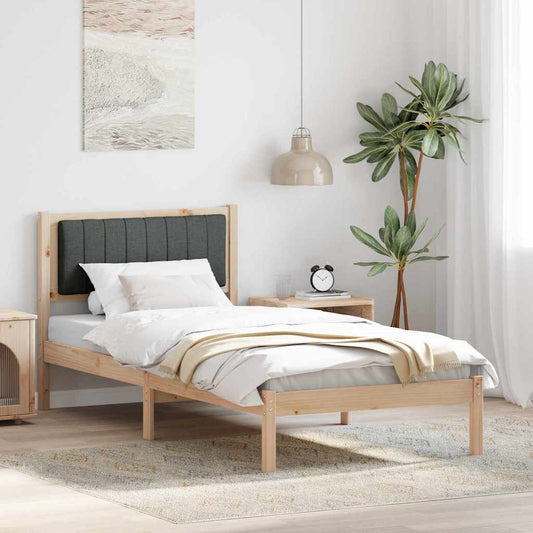 Letto con Testiera Rivestita Grigio scuro 90 x 190 cm | homemem39