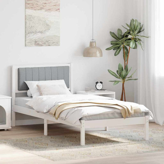 Letto con Testiera Rivestita Grigio chiaro 90 x 190 cm | homemem39