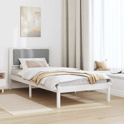 Letto con Testiera Rivestita Grigio chiaro 90 x 190 cm