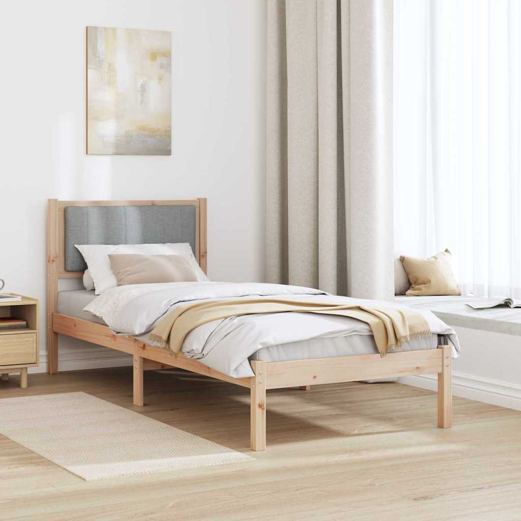 Letto con Testiera Rivestita Grigio chiaro 75 x 190 cm | homemem39