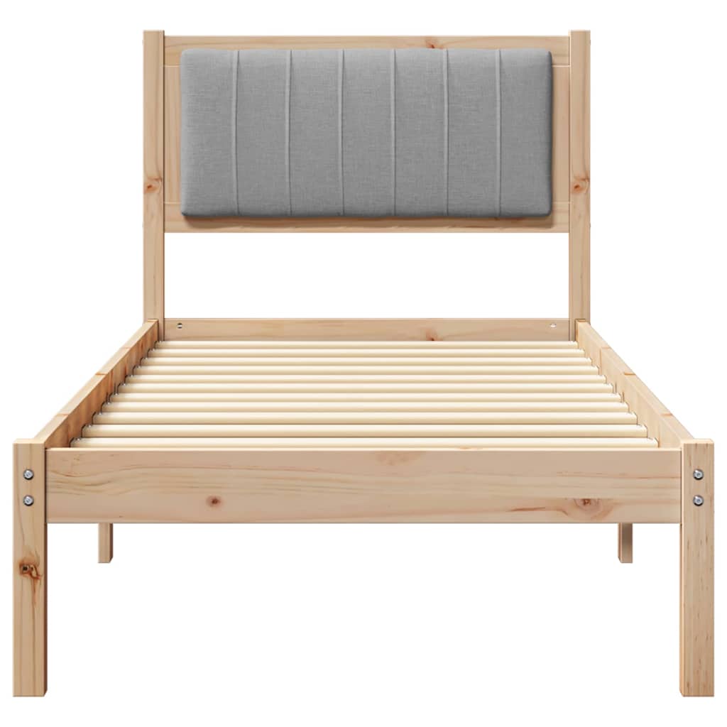 Letto con Testiera Rivestita Grigio chiaro 75 x 190 cm | homemem39