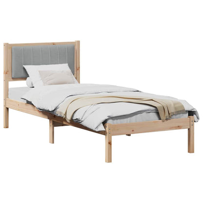 Letto con Testiera Rivestita Grigio chiaro 75 x 190 cm | homemem39