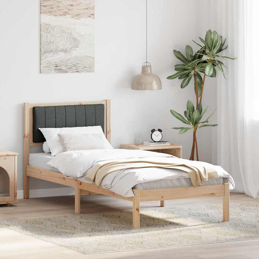 Letto con Testiera Rivestita Grigio scuro 75 x 190 cm | homemem39