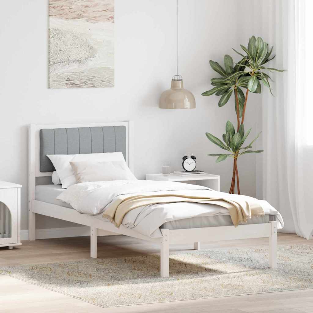 Letto con Testiera Rivestita Grigio chiaro 75 x 190 cm | homemem39
