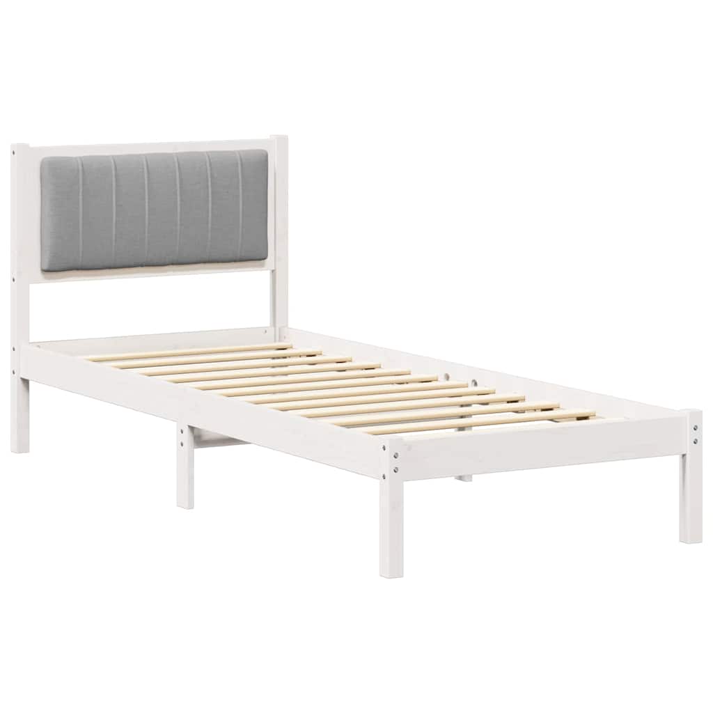 Letto con Testiera Rivestita Grigio chiaro 75 x 190 cm | homemem39