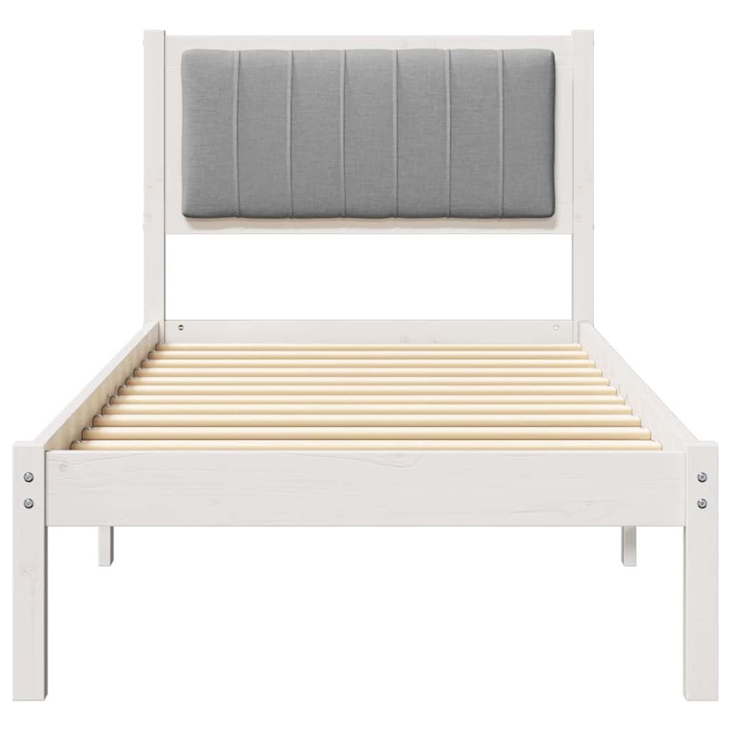 Letto con Testiera Rivestita Grigio chiaro 75 x 190 cm | homemem39