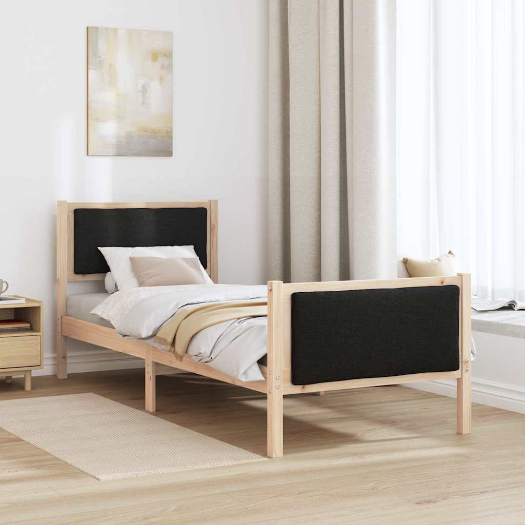 Struttura del letto con testiera Nero 80 x 200 cm Tessuto | homemem39
