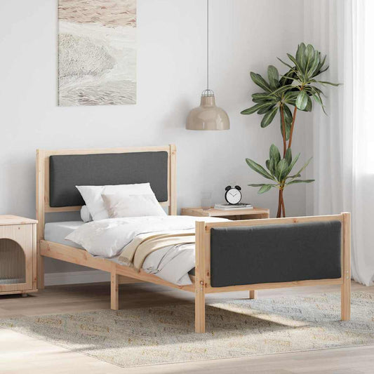 Struttura del letto Grigio scuro 90 x 190 cm Tessuto | homemem39