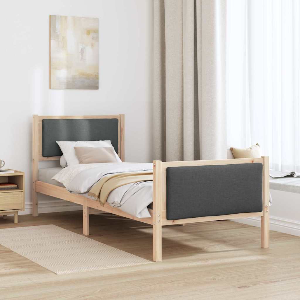 Struttura del letto Grigio scuro 75 x 190 cm Tessuto | homemem39