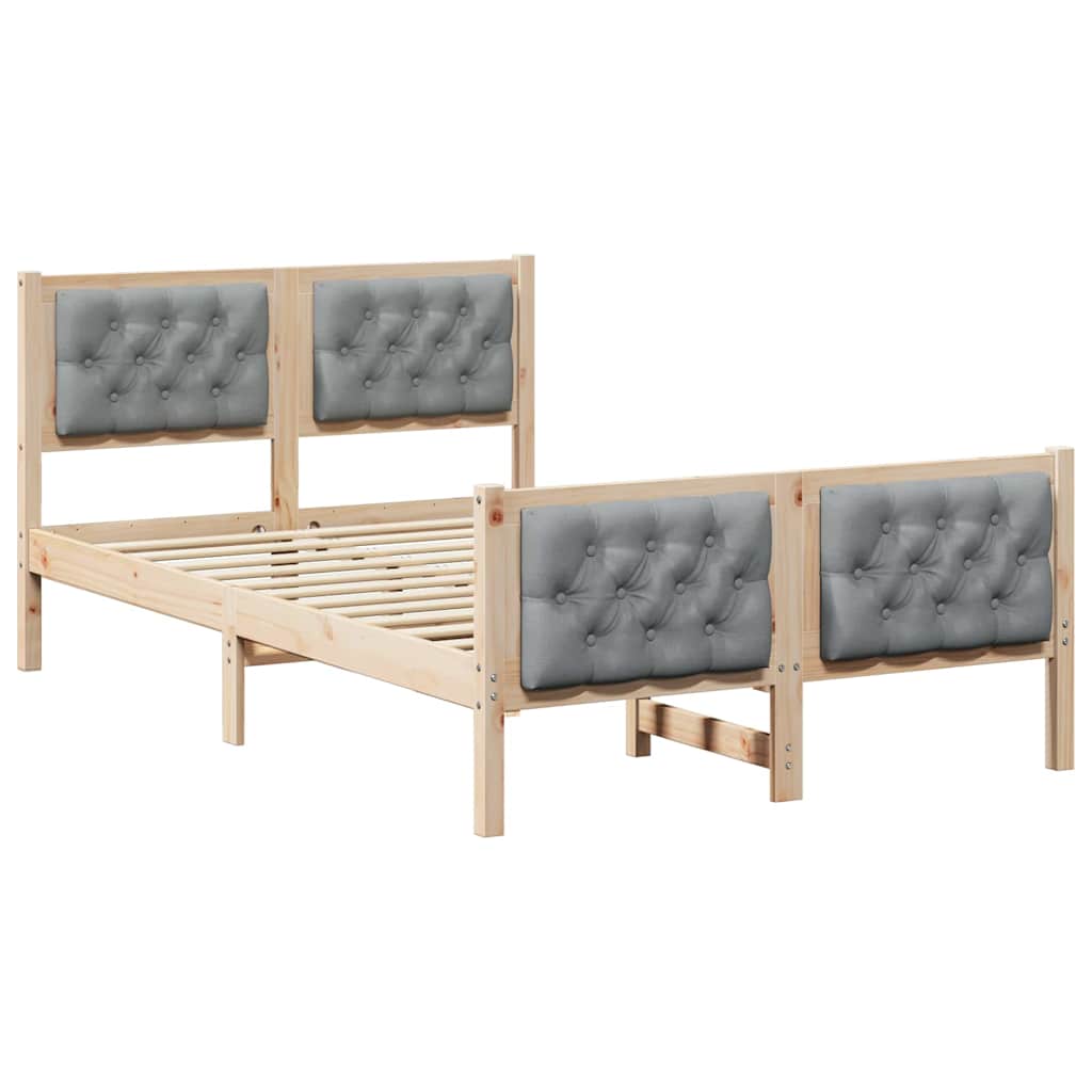 Struttura del letto Grigio chiaro 135 x 190 cm Pino massello | homemem39