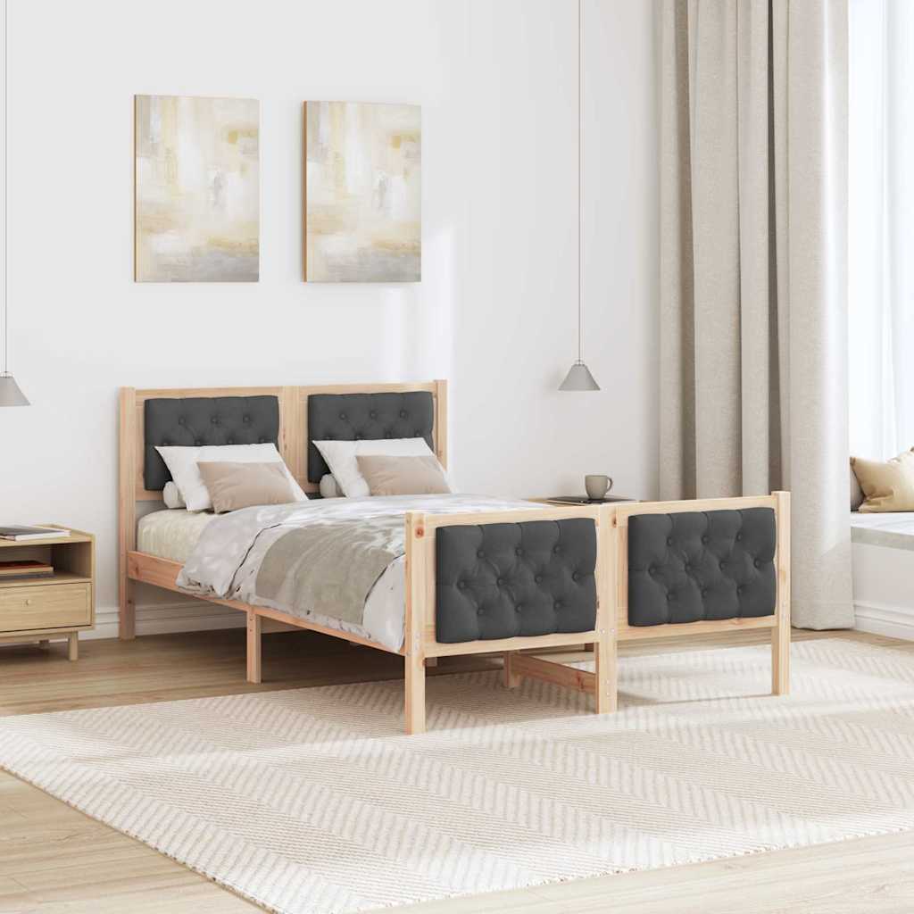Struttura del letto Grigio scuro 135 x 190 cm Pino massello | homemem39