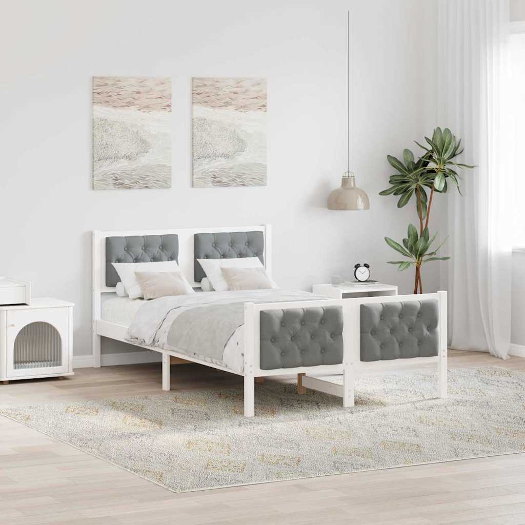 Struttura del letto Grigio chiaro 135 x 190 cm Pino massello | homemem39