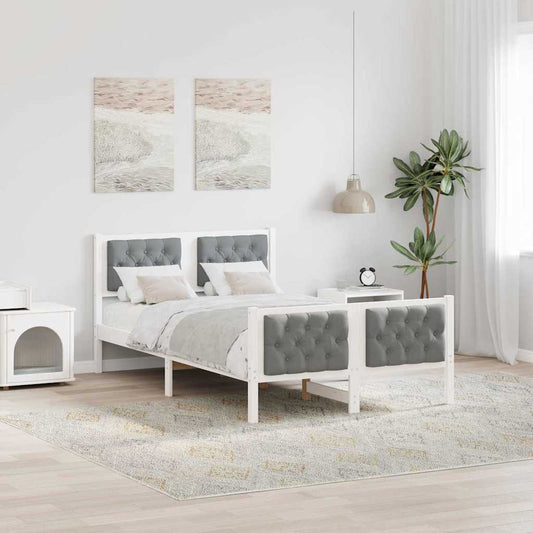 Struttura del letto Grigio chiaro 135 x 190 cm Pino massello | homemem39