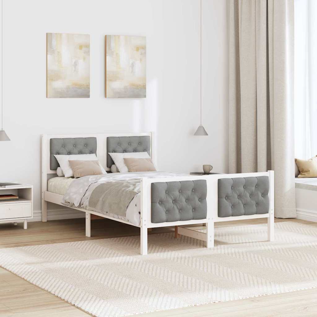 Struttura del letto Grigio chiaro 135 x 190 cm Pino massello | homemem39